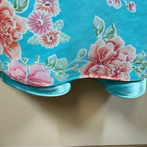 Vintage La Vie en Rose Blue Floral Y2K 90s Slip Style Maxi Dress Size L - Picture 9 of 13